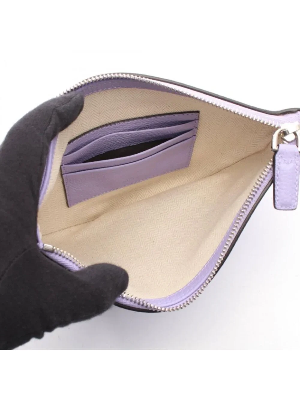 Gucci Shoulder Bag B Lavender Green Red Leather 2-Way